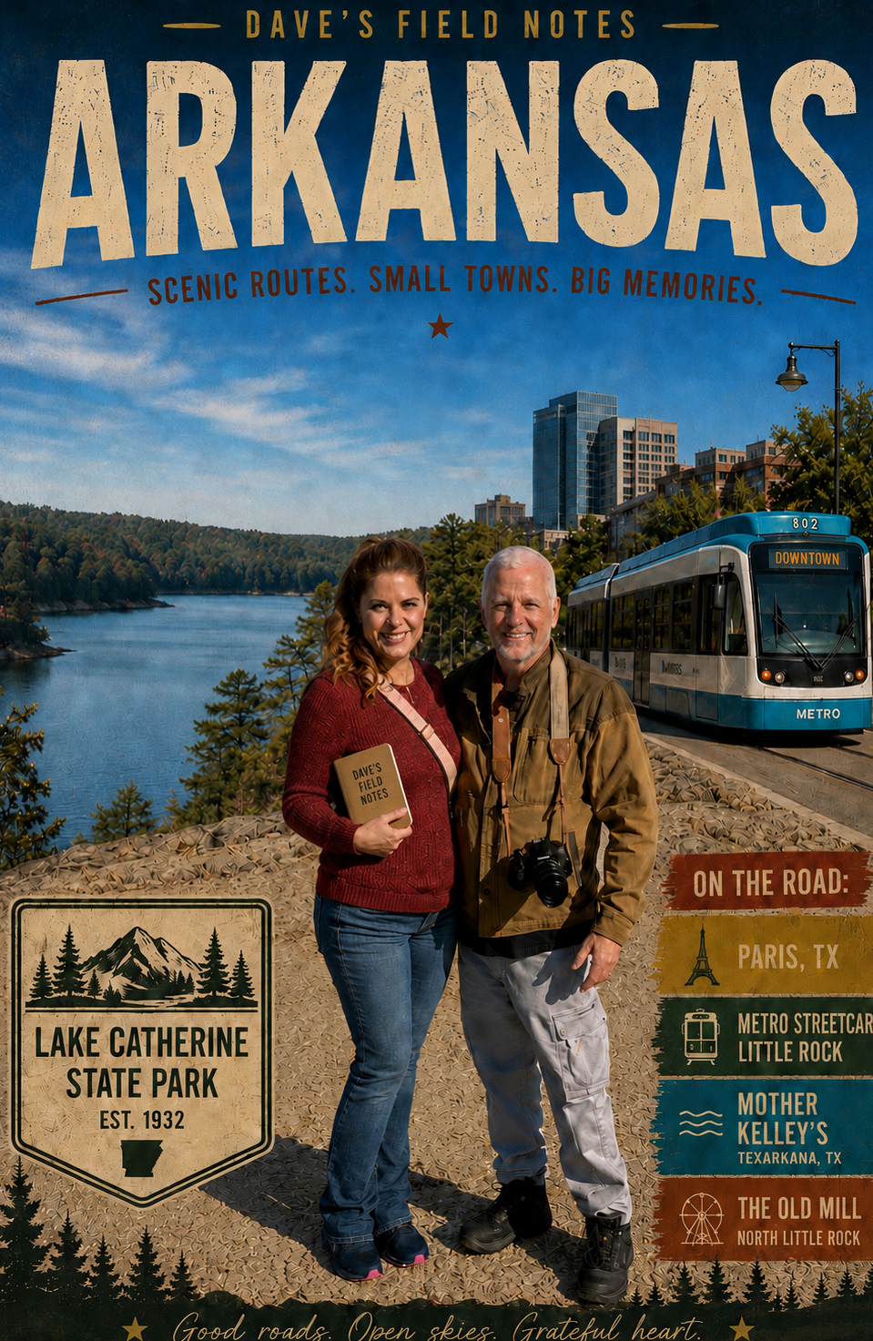 Dave and Kaitie on their Arkansas travel card